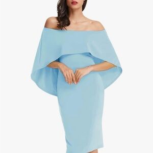 Grace Karin Elegant Off-Shoulder Blue Dress